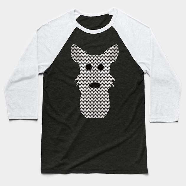 West Highland Terrier Ugly Christmas Sweater Knit Pattern Baseball T-Shirt by DoggyStyles